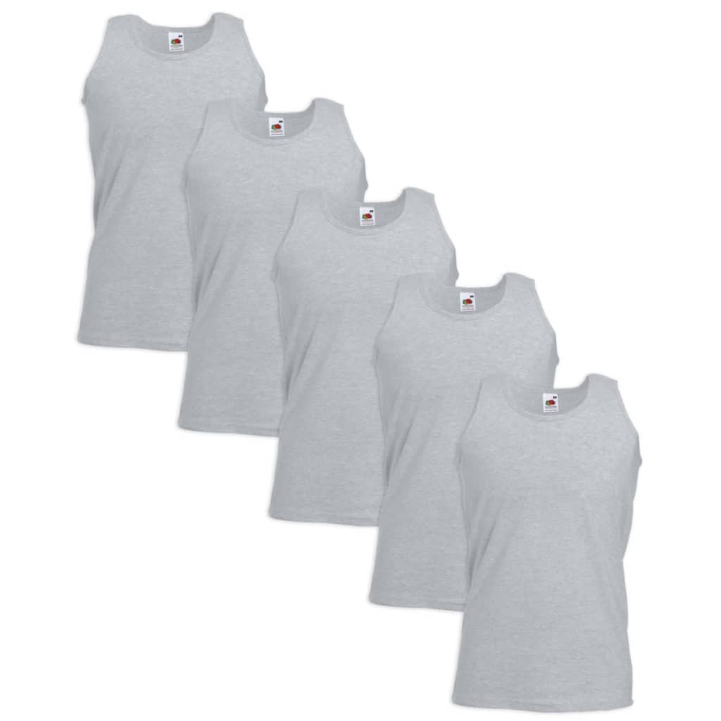 5 Fruit of the Loom Value Weight Tank Top Cotton Grey XL